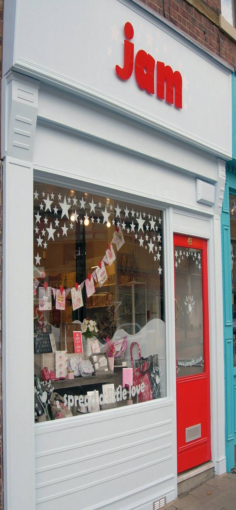 Blue Eyed Sun's Cards look Sweet in Jam's Window Display Blue Eyed Sun's Cards look Sweet in Jam's Window Display