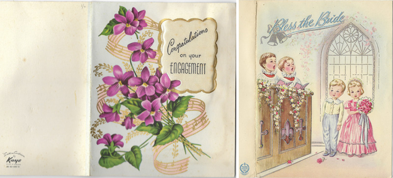 BE-013 Wedding Gift Cards Vintage Thank You Group of Six NOS 1940/'s-50/'s